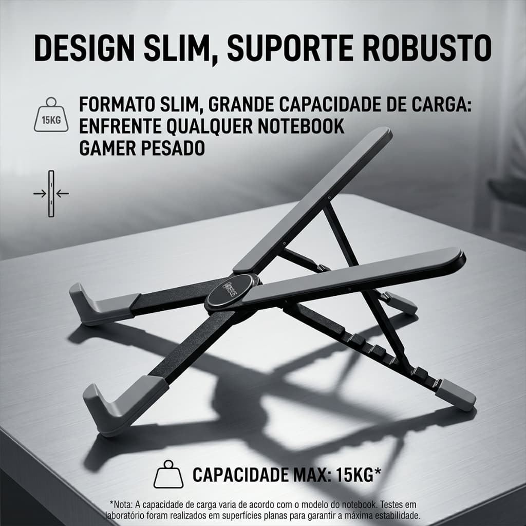 HREBOS x HEYOO Suporte de Mesa Dobrável Ajustável Vários Níveis para Notebook Antideslizante e Anti-Risco