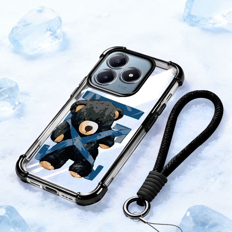 YBD Capa Transparente Para Tecno Spark 50 4G KN4 Cool Ribbon Black Bear Print De Telefone À Prova De Choque