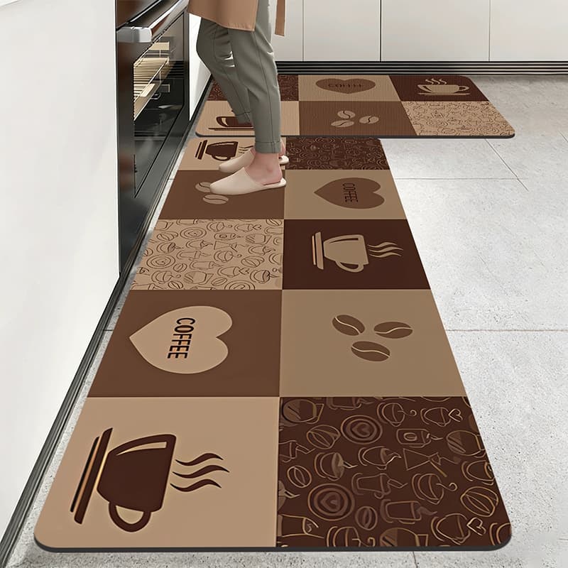 2 PCS Tapete de Cozinha Emborrachado - Resistente, Antiderrapante e Fácil de Limpar, 120x34cm + 60x34cm