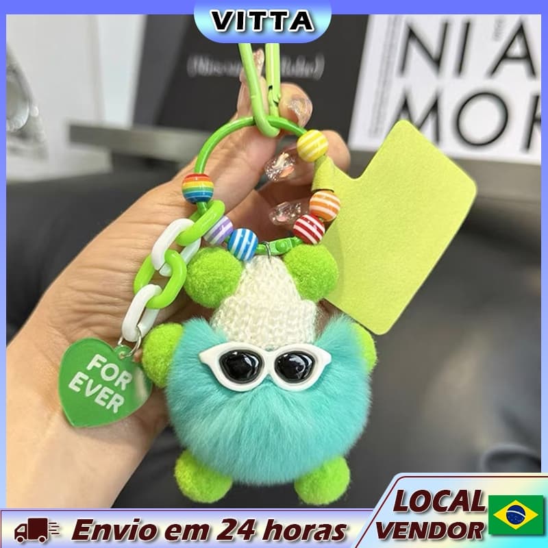 VITTA imitação de pele de coelho Rex bolsa fofa pingente bolsa escolar enfeites boneca de desenho animado chaveiro de ca