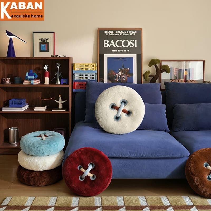 Abóbora Redonda Almofada Botão Lance Travesseiro Macio Pelúcia Sofá Encosto Tatami Tapete Decorativo De Cabeceira Para C