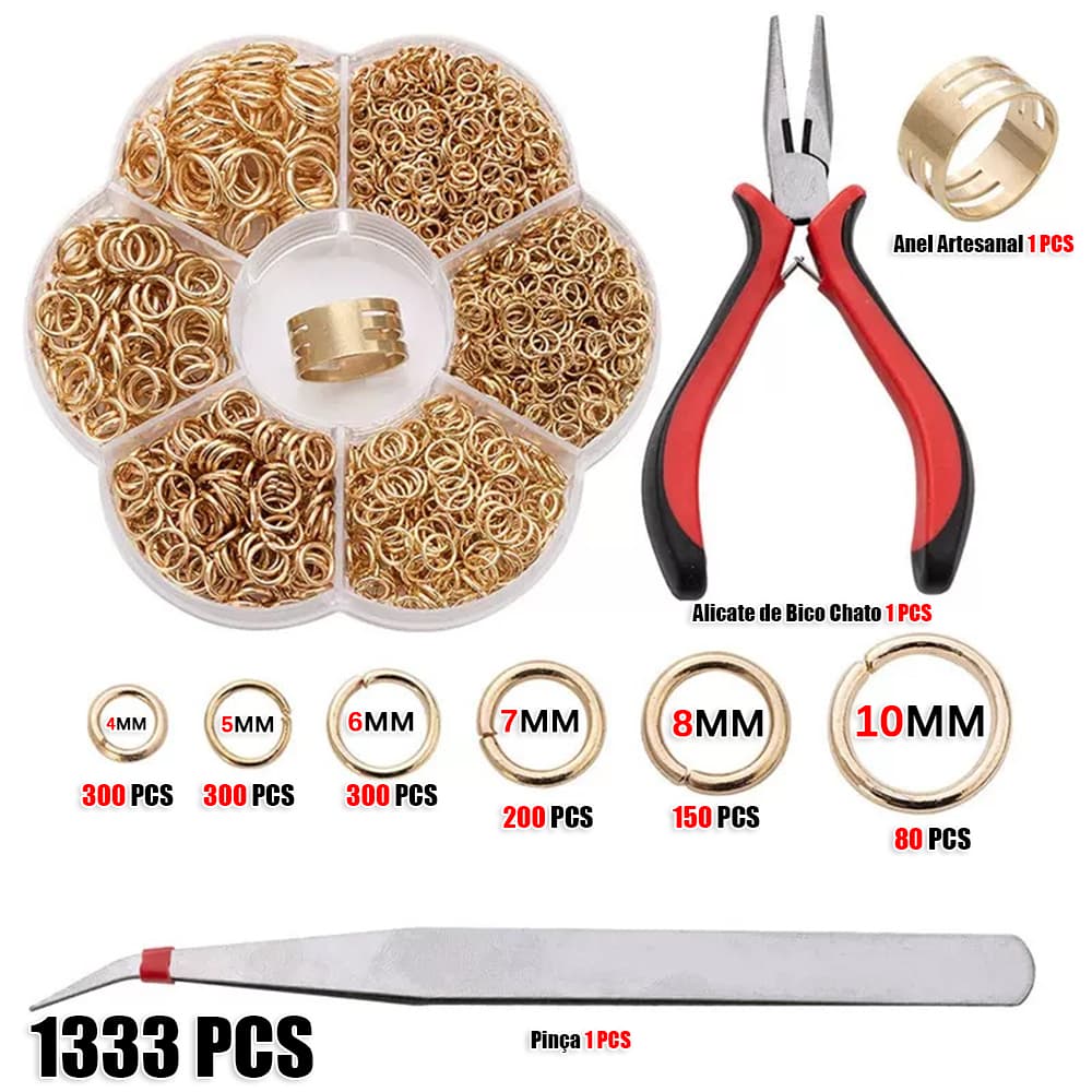 Kit De Argola Elo Metal Materiais Para Fazer Joia 1333 pcs