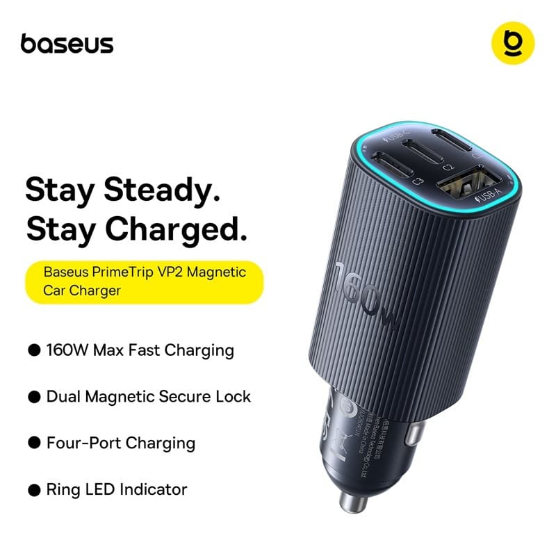 Baseus PrimeTrip VP2 Magnetic 30W /60W Car Charger C+C 60W 25N Strong Magnetic Adsorption