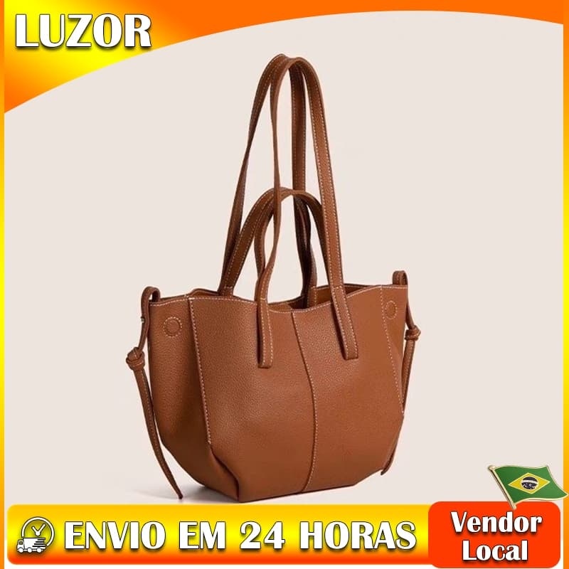Grande capacidade Tote Commuter saco de couro macio feminino saco nicho portátil de um ombro cesta vegetal