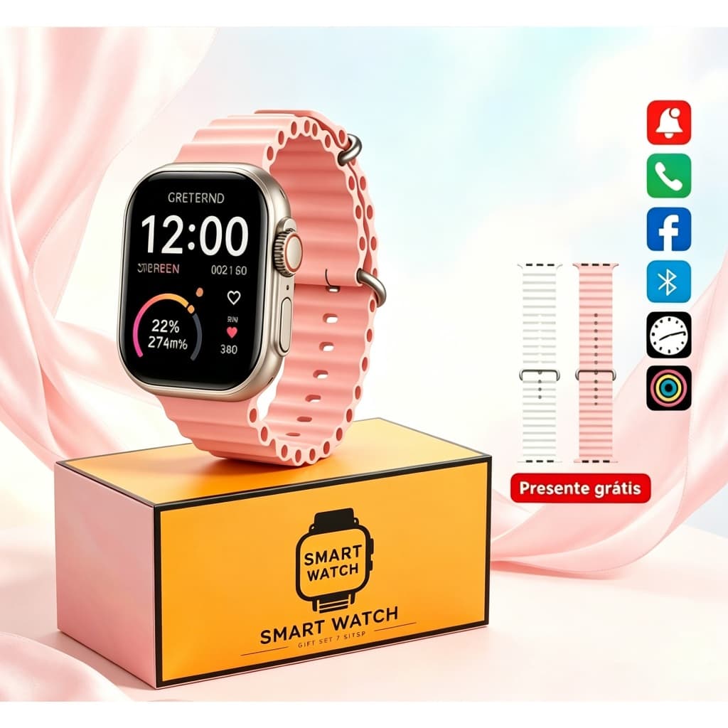 Novo 38mm Mini Pro Smartwatch Relógio Inteligente Monitor De Saúde Diário Notificações De Mídia Social + Capa Protetora