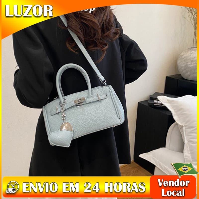 Nicho High-End Litchi padrão portátil platina Kelly saco feminino moda bolsa de ombro All-Match saco do mensageiro