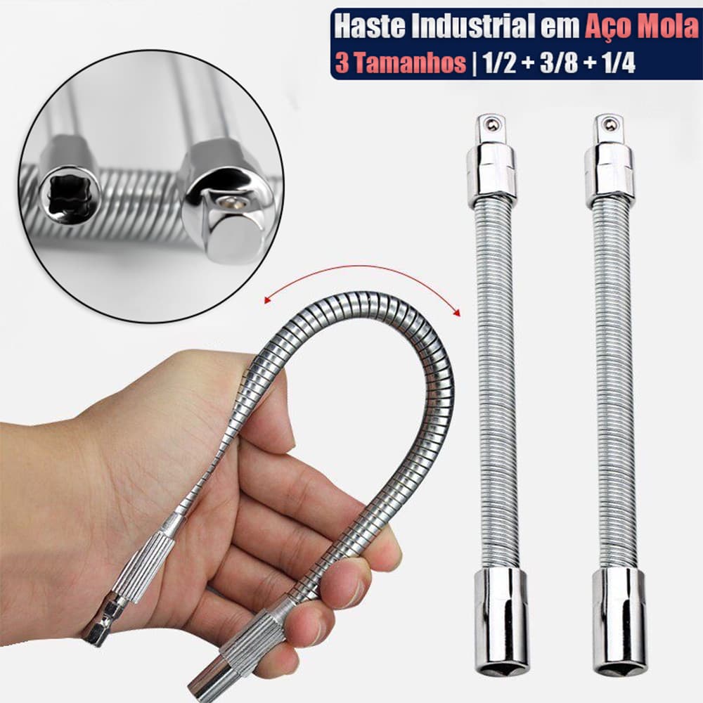 Adaptador Haste Flexível Longa para Soquete 1/4 3/8 1/2 Chave Catraca Extensão