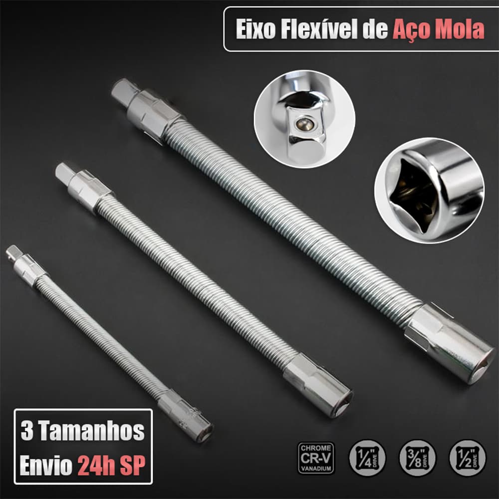 Haste Extensão Flexível Longa Soquete 1/4 3/8 1/2 Adaptador Chave Catraca
