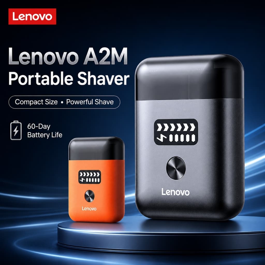 Lenovo A2M Mini Barbeador Elétrico Portátil Tamanho De Bolso Máquina De Barbear Para Homens 12000RPM Anel Duplo Rotativo