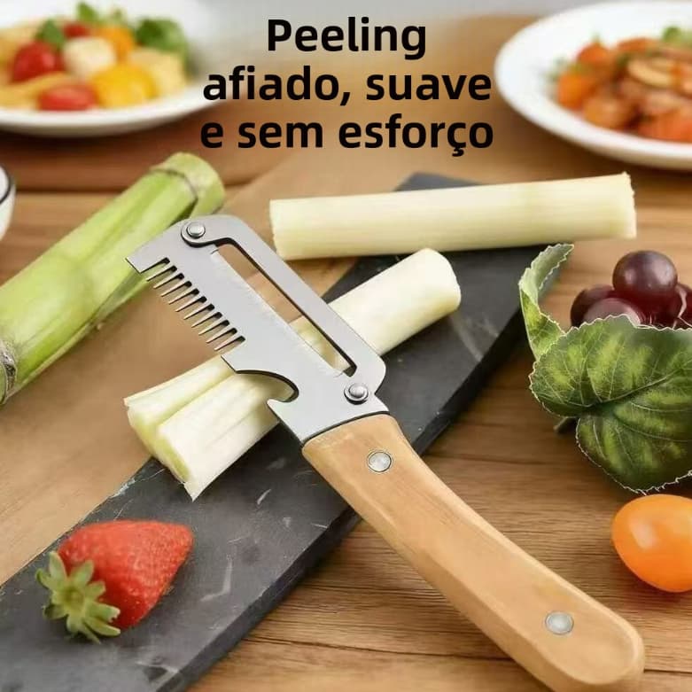 Descascador e fatiador multifuncional de aço inoxidável para batatas, rabanetes, pepinos e cana-de-açúcar 3 em 1 WOSO ii