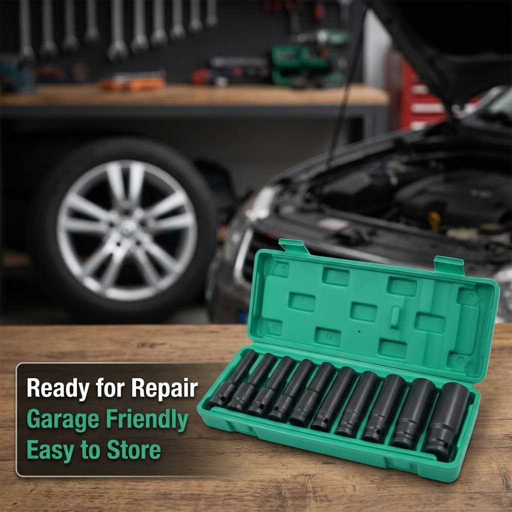 10 Pçs Conjunto De Chave De Soquete 8-24mm Ferramentas Manuais Pneumáticas Ajustáveis Kit De Reparo Mecânico Automotivo