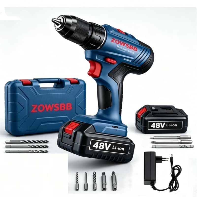 Furadeira parafusadeira 48V furadeira de impacto Genéric ZOWSBB 2 Baterias Kit de acessórios