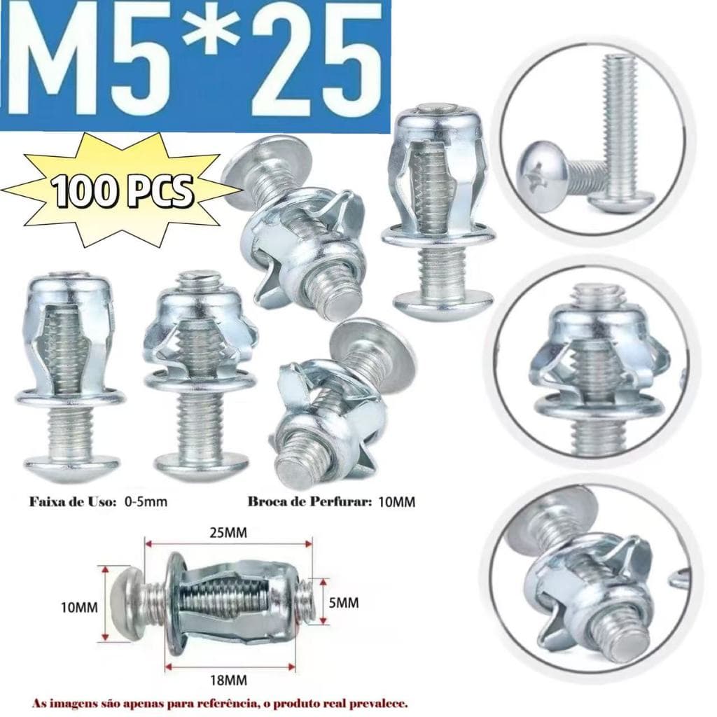 100-10Pcs M5x25mm Porcas de Macaco Porcas de Pétala Porca de Expansão Fixações Finas Cavilhas com Parafusos Montagem
