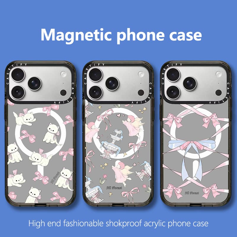 Capa de telefone magnética acrílica Apple 17 adequada para iPhone16promax 15 14 13 12 capas protetoras resistentes a cho