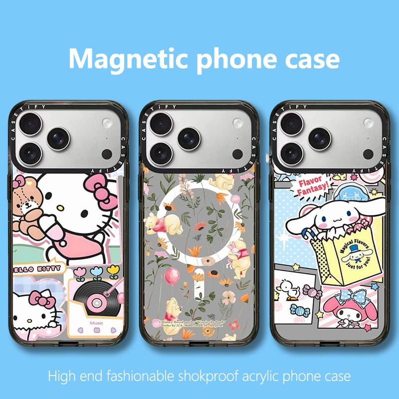 Capa de telefone magnética acrílica Apple 17 adequada para iPhone16promax 15 14 13 12 capas protetoras resistentes a cho