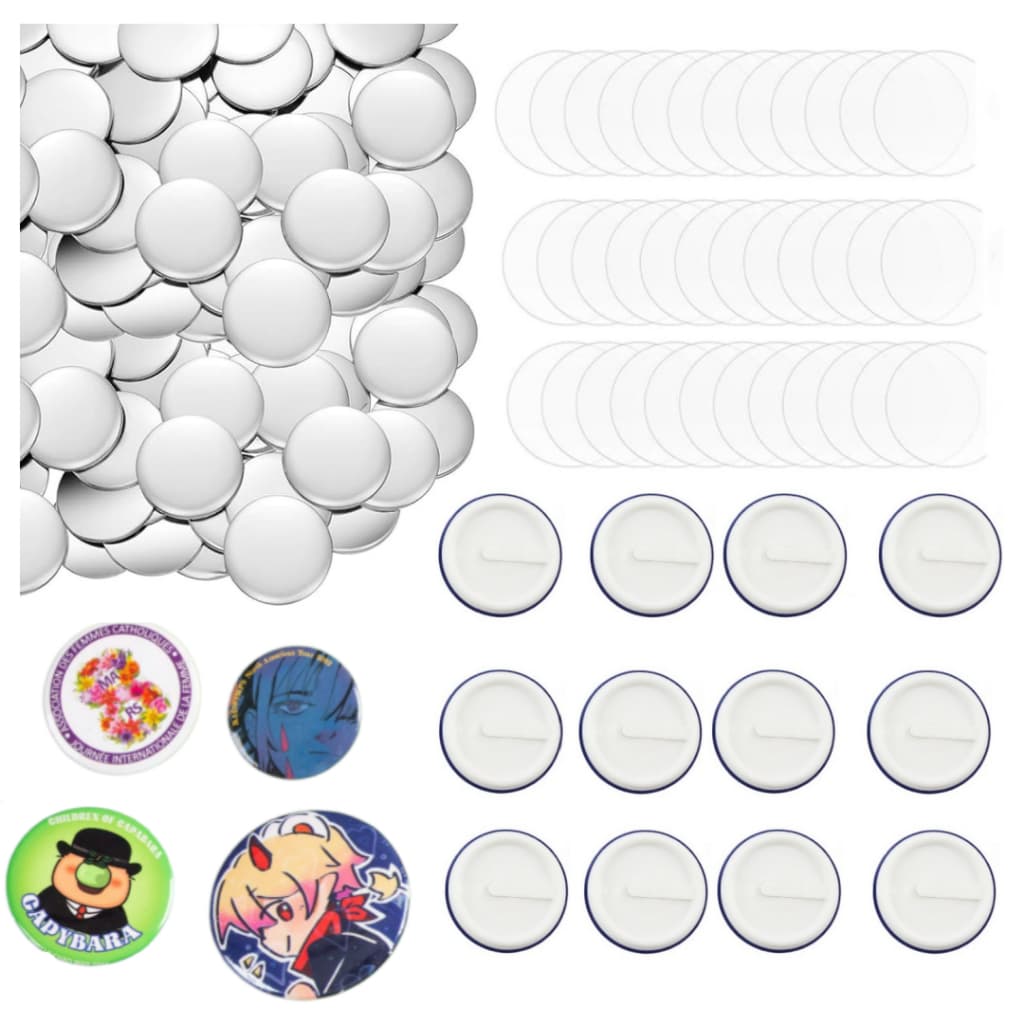 100 conjuntos de botões de plástico branco 44mm/58mm adequados para máquina de crachá