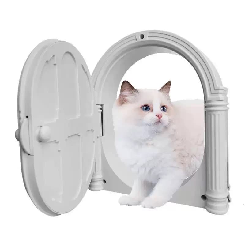 Porta de gato em arco romano travável ABS para gatos e cachorros pequenos instalar em porta o parede