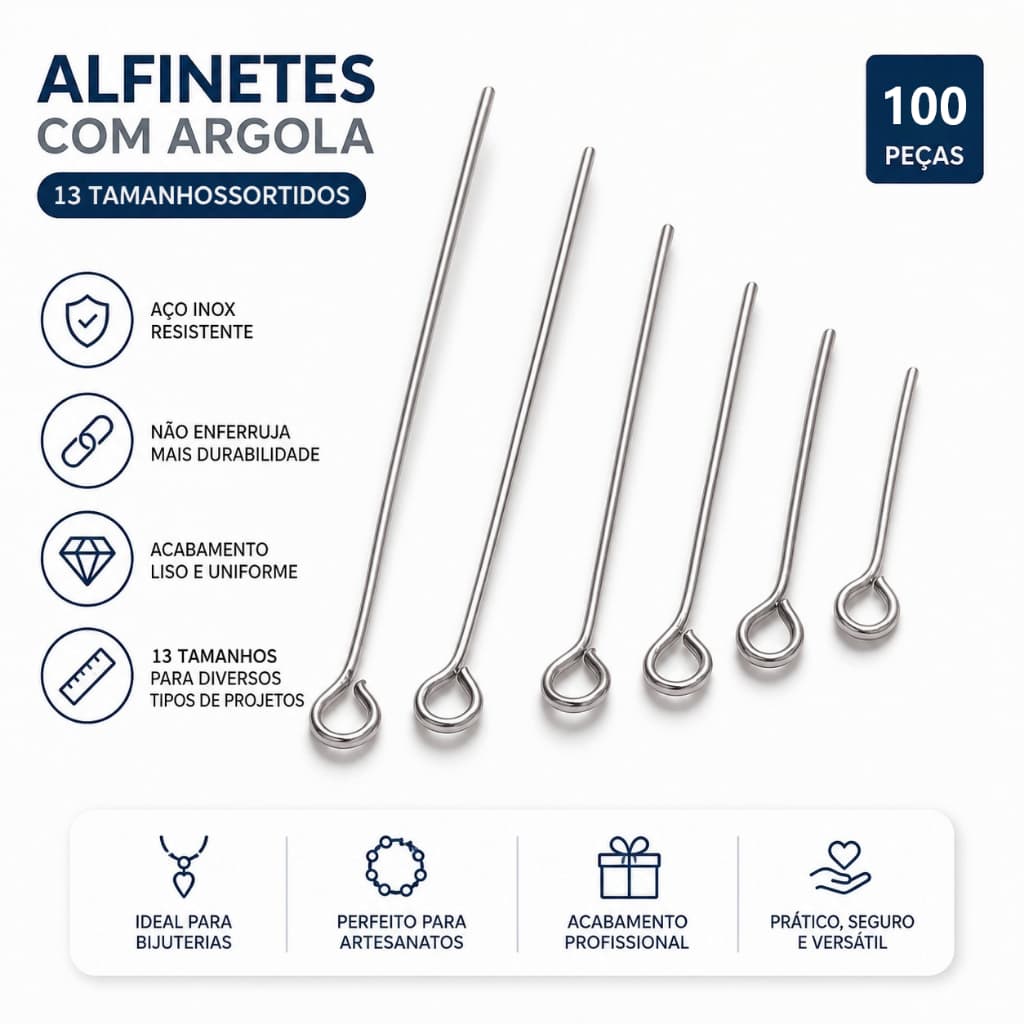 St.kunkka 100pcs15-70 Milímetros Agulha De Aço Inoxidável Globo Ocular Jóias Acessórios Artesanais DIY Produção De