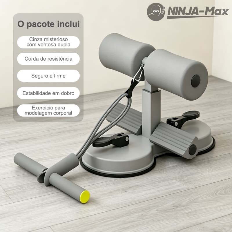 NINJA-Max Abdominais Ventosas Fortes 3 Ajustes | Protege Barriga/Joelhos | Casa/Academia