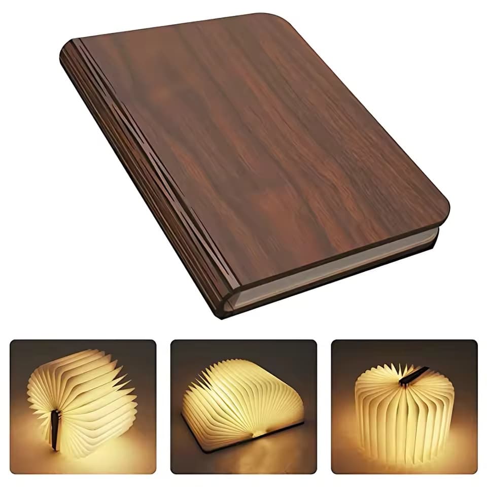 LED Lâmpada De Livro De Madeira Crianças Luz Leitura USB Mesa Cabeceira 3 Cores Quarto Arte Decoração Da Noite Para Pres