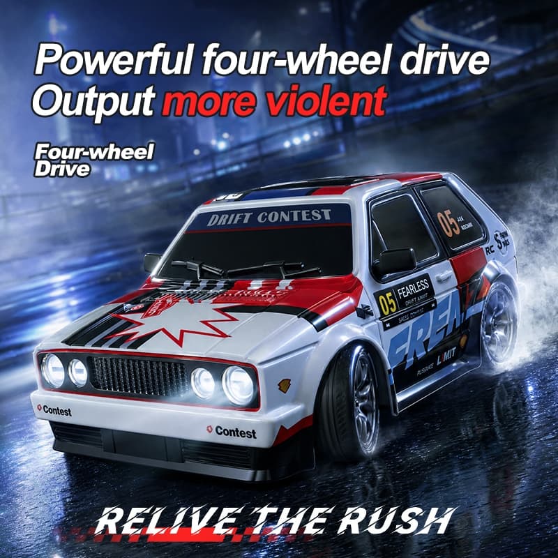 Portátil 1 : 24 4WD RC Drift Car 2.4GHz Controle Remoto Drifting Toy Dual Speed Ajustável LED Light Spare Tires Brinqued