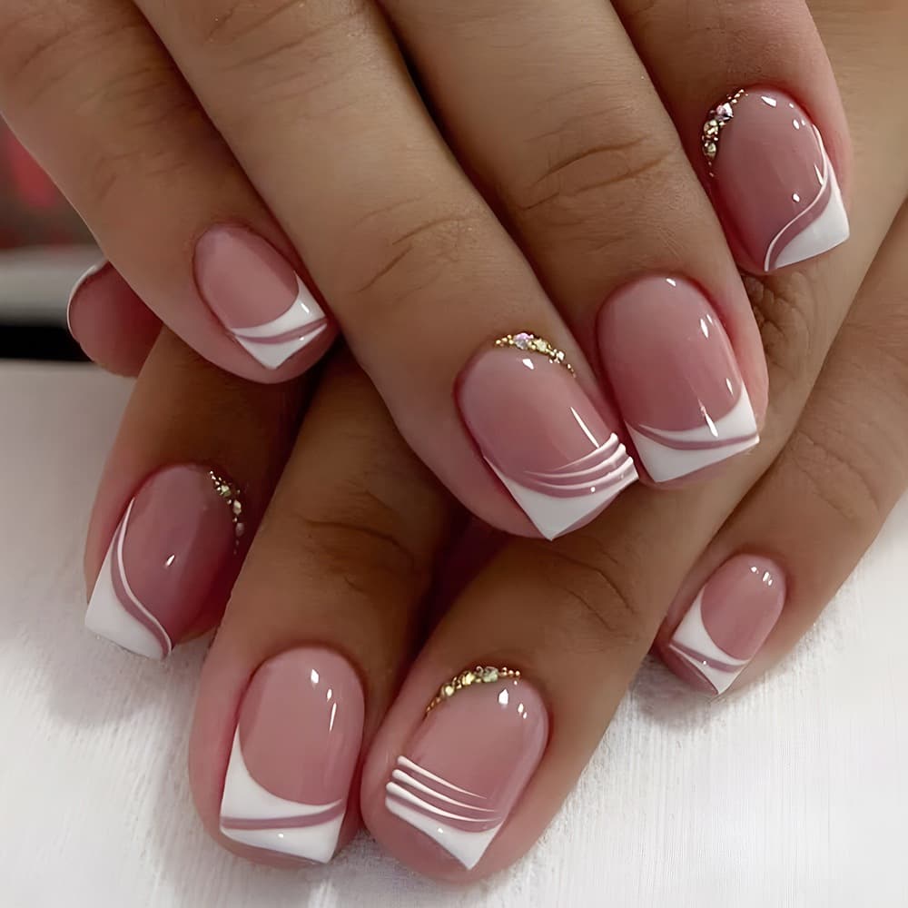 VITAGWX Pregos Curtos Falsos Prensa De Capa Completa Em 24 Pcs Set Stick Decorativos Rosa Para Mulheres E Meninas
