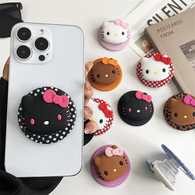 Suporte do telefone móvel KT gato dos desenhos animados suporte magnético dobrável resistente ao choque anel fivela supo