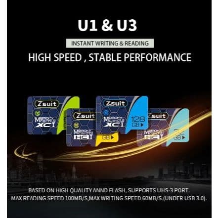 ZSUIT Cartão De Memória 128GB Flash Micro TF 256GB 512GB Classe 10 UHS-I Cartões De Alta Velocidade Microsd Para Drone F