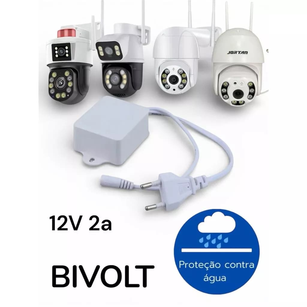 Adaptador De Fonte De Alimentação 12V 2A , Carregador AC/DC Universal Com Plugue De 5.5 Mm Para Câmeras De Segurança