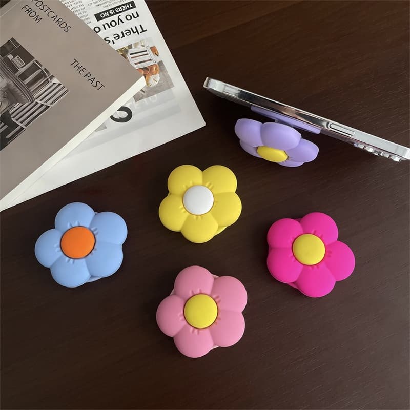 Suporte do telefone móvel flor dos desenhos animados suporte magnético dobrável resistente ao choque anel fivela suporte