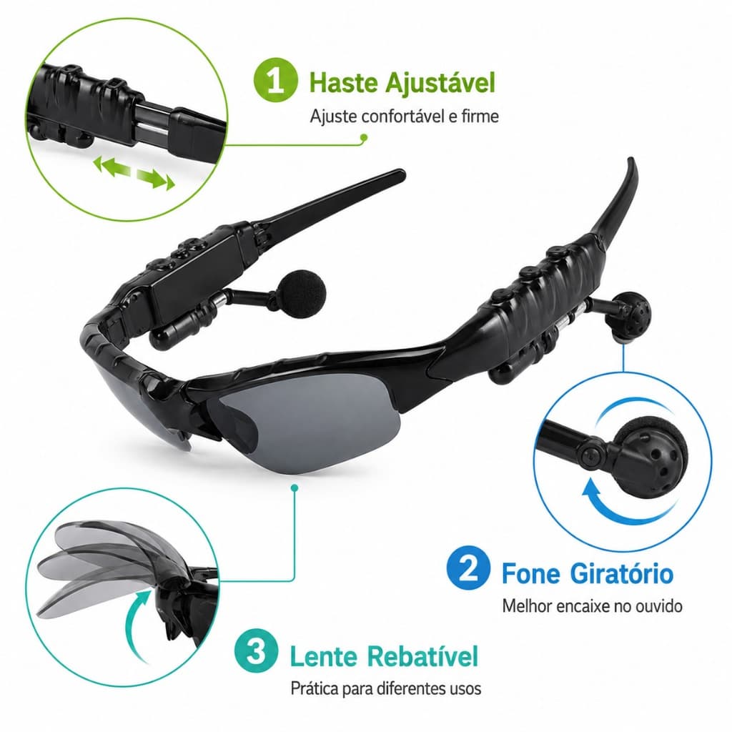 Óculos de ciclismo Óculos de ciclismo de sol Bluetooth portáteis sem fio esportivos óculos de sol fones de ouvido