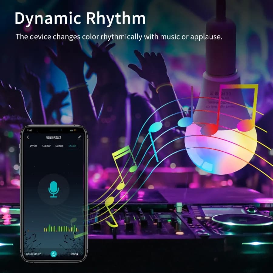 10W 15 E27 RGBW Lâmpada LED AC85-265V Regulável Colorido Mágica Tuya Bluetooth APP Para Quarto Bar Festival Ambiente