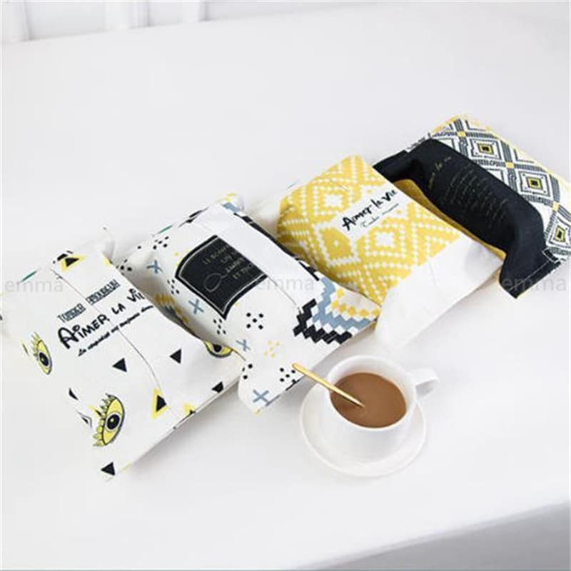 Padrão Geométrico Gaveta De Papel De Armazenamento De Mesa Sala De Estar Quarto Decoração Saco De Tecido De Linho De Alg