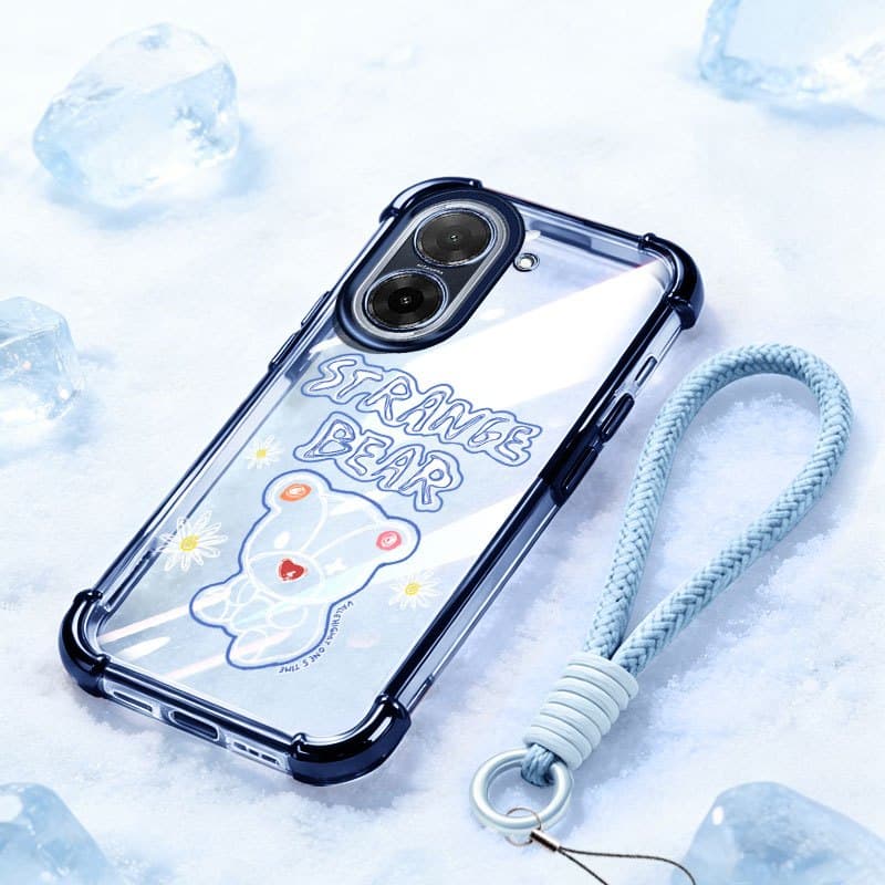 YBD Capa Transparente Para Redmi 15A A7 Pro Xiaomi POCO C85X C81 5G Kawaii Estranho Urso Margarida Impressão Borda Galva