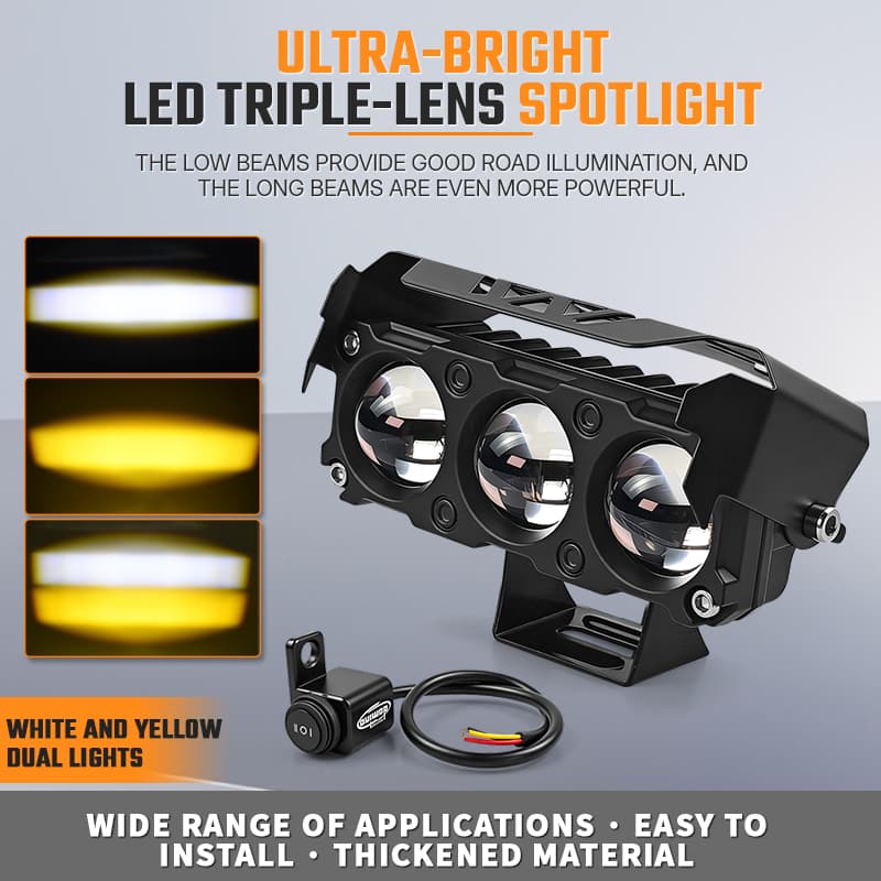 Holofote LED Para Motocicleta , Lâmpadas De Trabalho , Cor Dupla , Feixe Alto/Baixo , Luz De Neblina Carros , SUVs , UTV