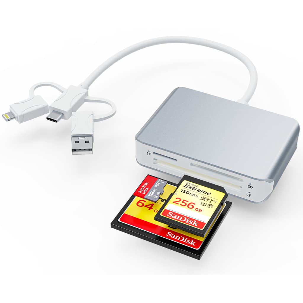 Leitor De Cartão Flash Compacto CF/TF/SD Para Dispositivos USB/Tipo C Leia Simultaneamente Adaptador De Memória De 3 Car