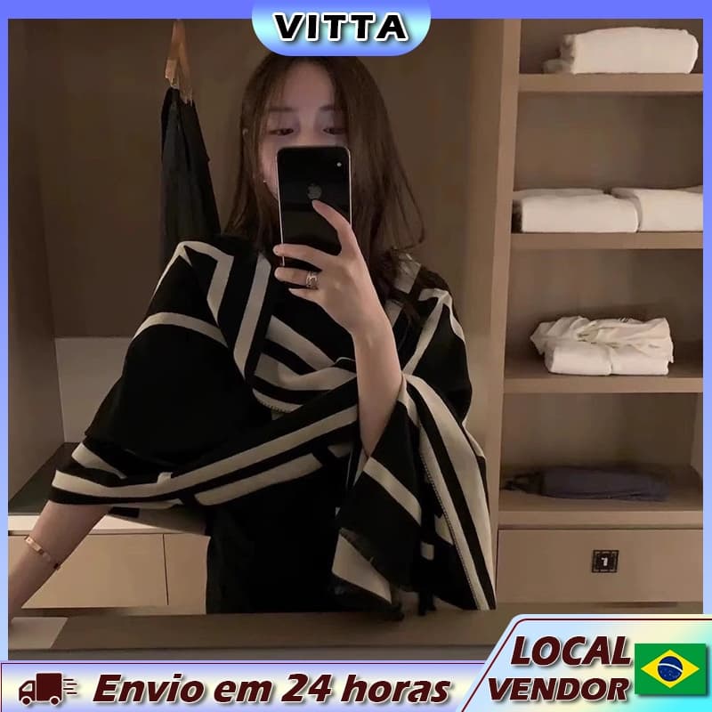 VITTA Lenço quente feminino de malha xale de alta qualidade