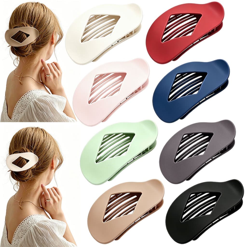 Conjunto de 8 peças de grampos de cabelo ovais planos da moda - clipe de cabeça traseira com ajuste sem costura