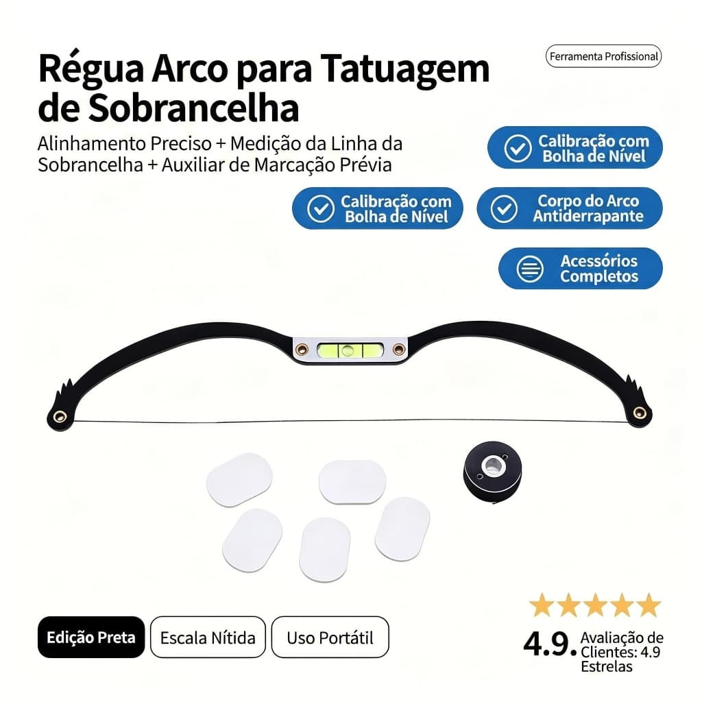 Régua De Linha De Arco E Flecha De Maquiagem Permanente Microblading Com Corda De Sobrancelha De Medição Tatuagem Pré-Ti