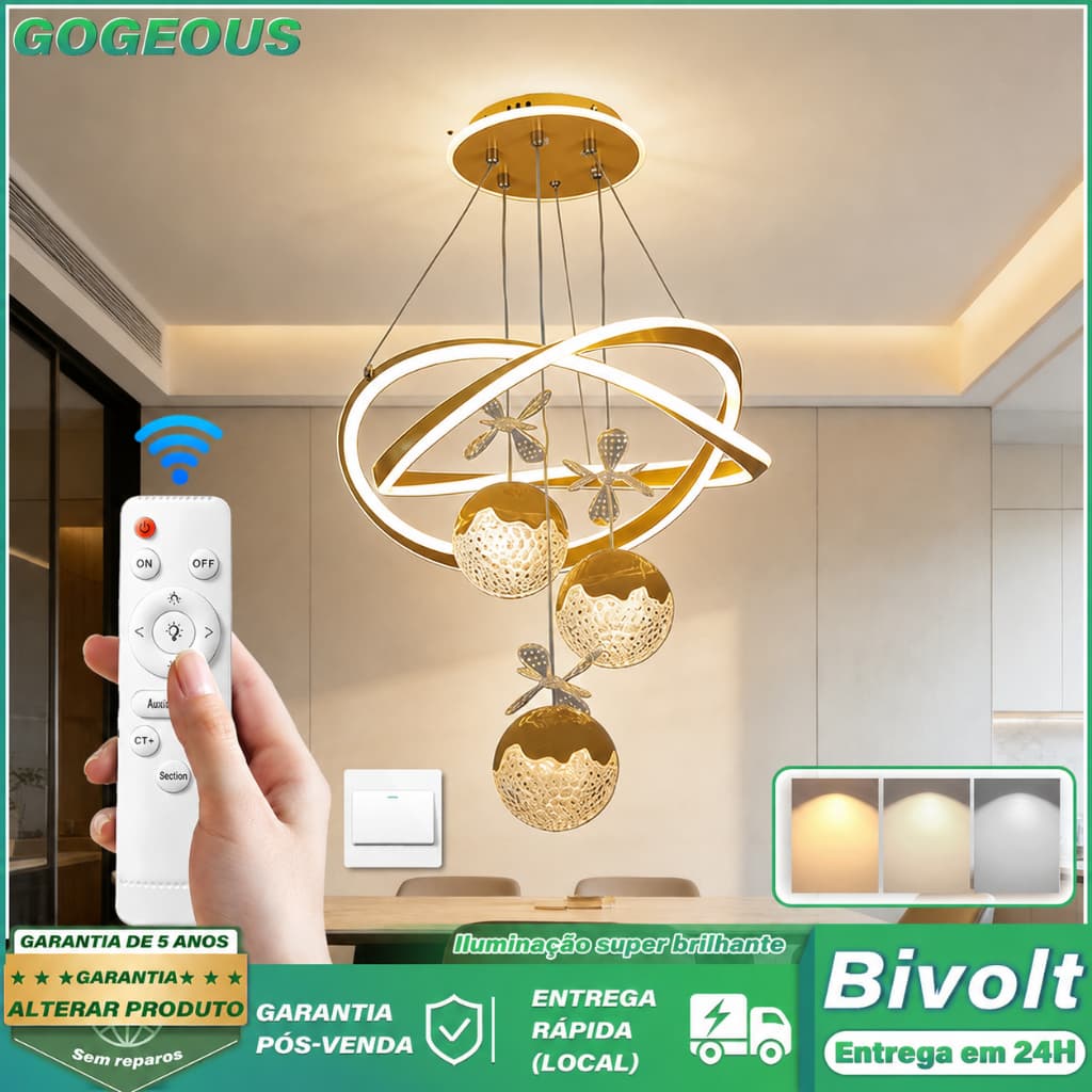 3 Cores 110V-220V Lustre de teto dourado luxo nórdico Lustre de cristal sala de estar quarto sala de jantar