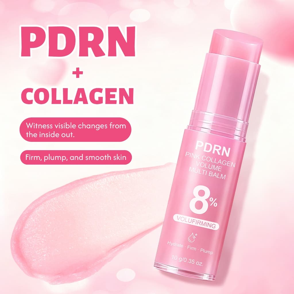 Bastão Colágeno PDRN Rosa Multifuncional | Volume Anti-rugas Reafirmante Hidrata Calmante Lábios Rosto Pescoço
