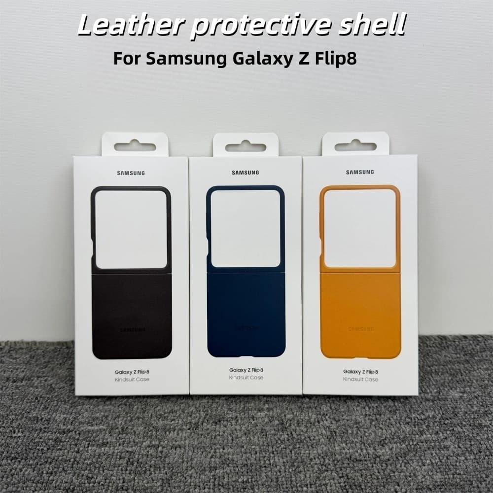 Nova Capa De Couro Ecológico Para Samsung Galaxy Z Flip 8 7 Simples Negócios High-end Tela Dobrável Escudo
