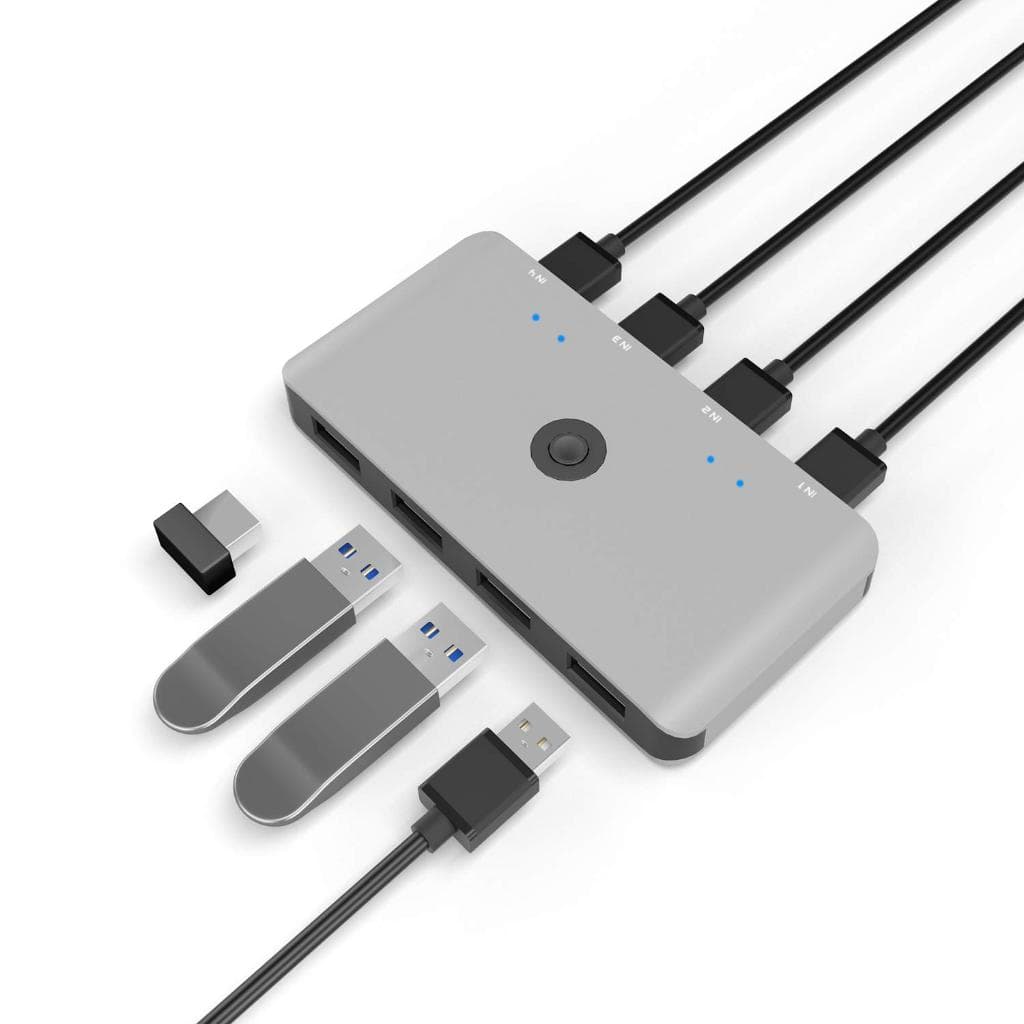 Seletor De Switch USB Para 4 Computadores , 4 Em 4 Saídas 2.0 Sharing KVM Switcher Box Adaptador Mouse , Teclado , Scann
