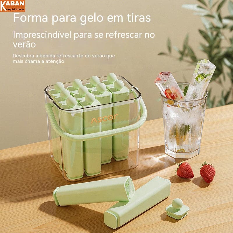 Bandeja De Cubos De Vara De Gelo , Molde Longo De Silicone Para Produto Comestível , Fácil Liberação , Com Tampa , Caixa