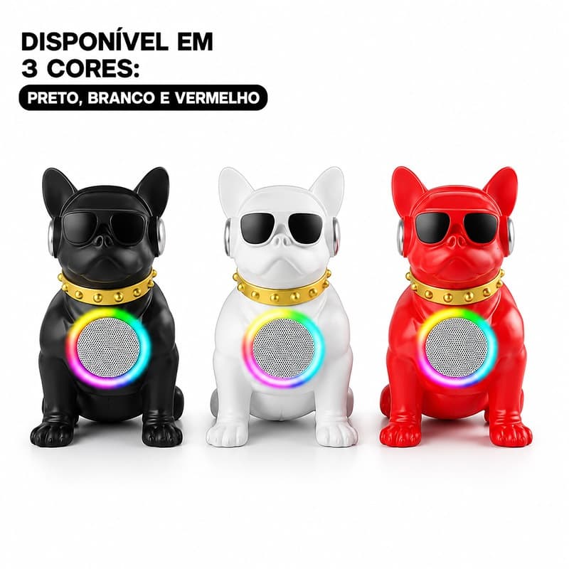Caixa de Som Bluetooth Estilo de Bulldog Acústica Potente Portátil Recarregável Som Rádio Compacta Alto Falante