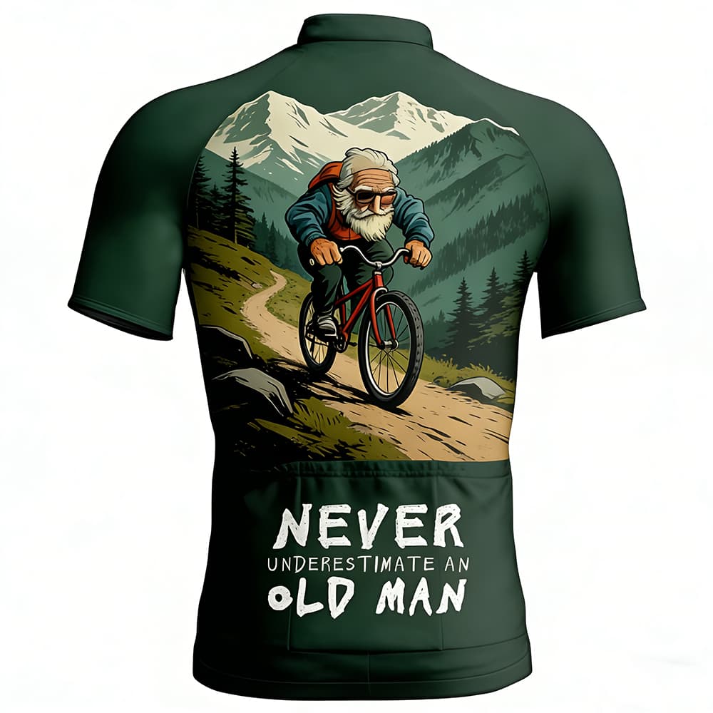 Velho ao ar livre nunca desista padrão de desenho animado camisa de ciclismo de Mountain Bike de manga curta MTB com zíp