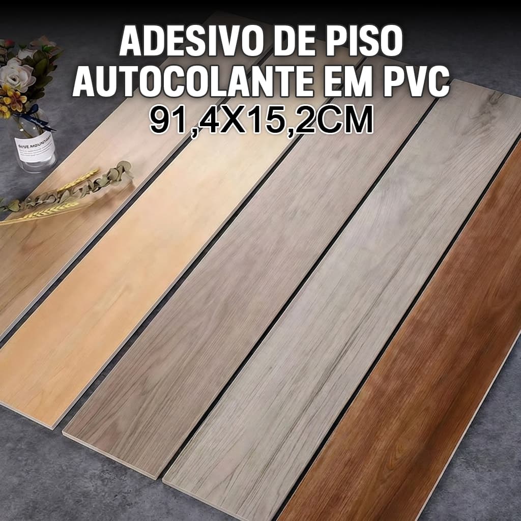 108PCS/15㎡Piso Vinílico Autocolante Adesivo Madeira 91cm x 15cm