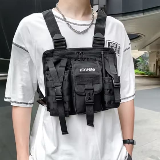 Unisex Men's Motorcycle Chest Bag Vest Style Chest Bag