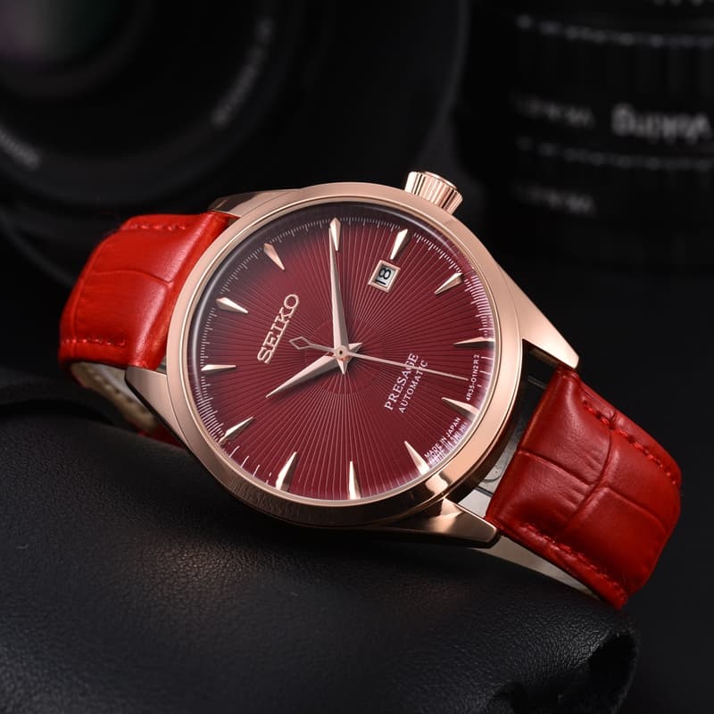 Relógio masculino de três ponteiros relógio mecânico SEIKO moda PRESAGE marca superior relógio de pulso pulseira de cour