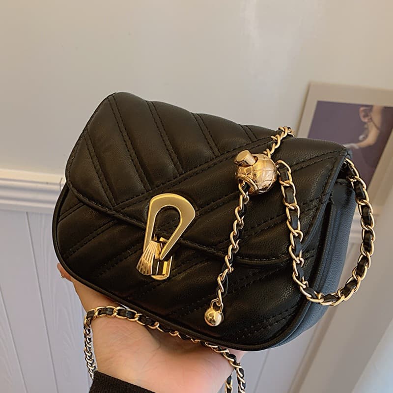Novo estilo corrente de couro bolsa feminina pequena bolsa quadrada simples bolsa mensageiro